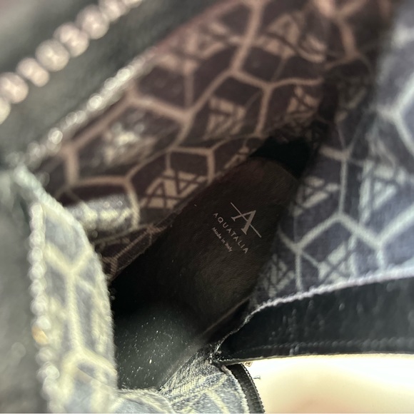 Aquatalia Aisa Recycled Nylon Leather Glossy Chunky Platform Eco Boots NWOT 9.5 - Picture 14 of 16